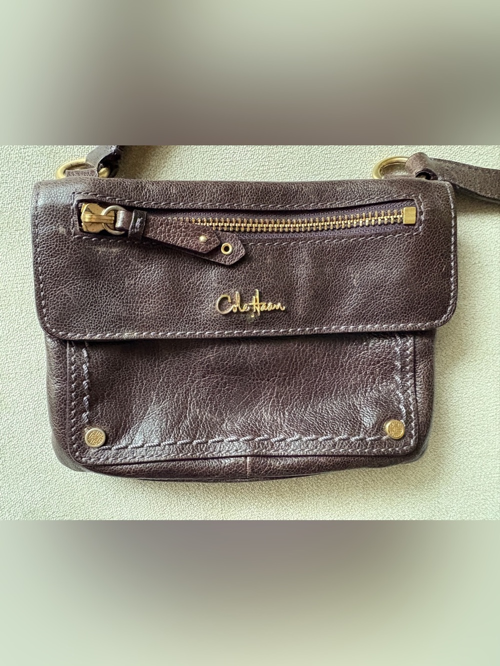 Cole Haan mini leather crossbody bag muted purple